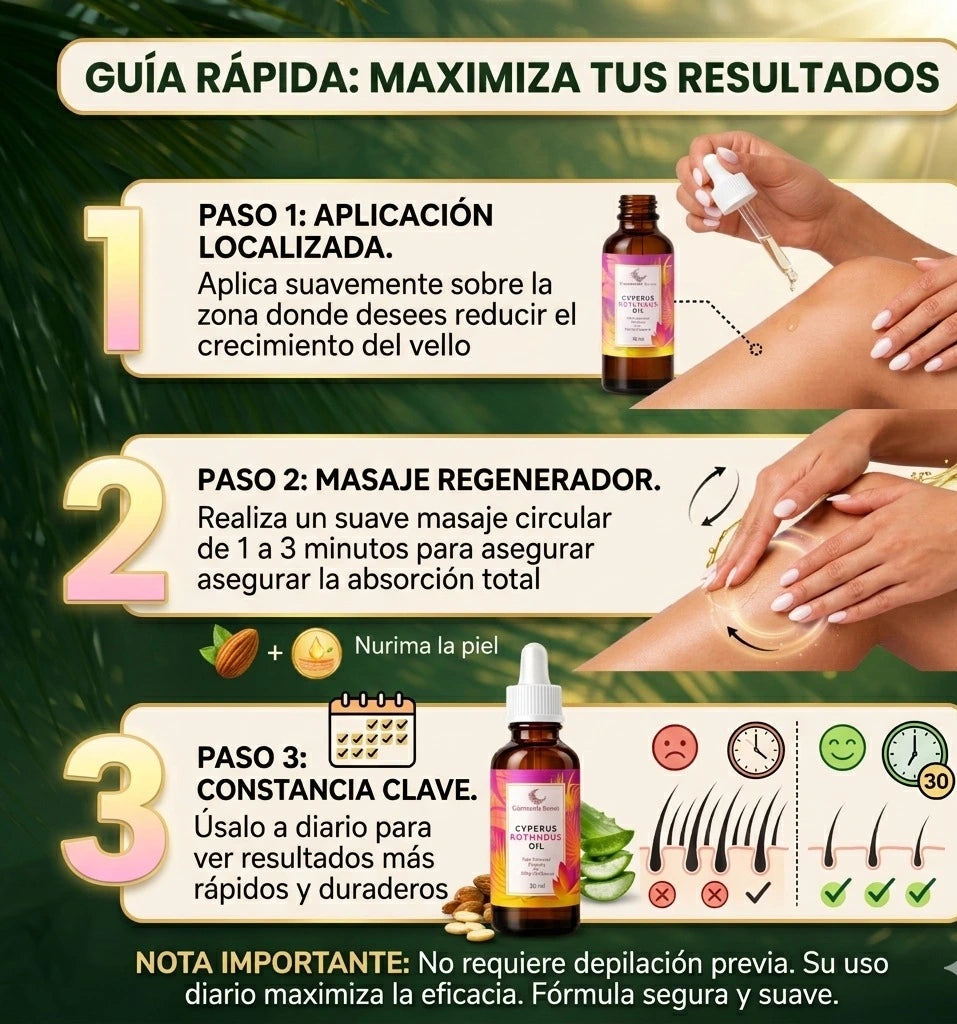 CYPERUS ROTUNDUS OIL 60ml: Tratamiento natural anti vello sin irritación🪒💖
