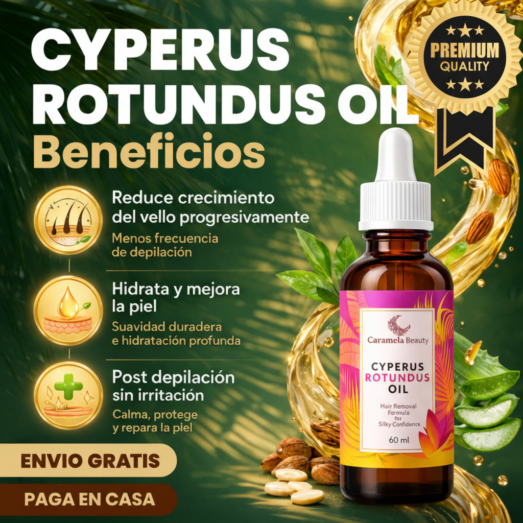 CYPERUS ROTUNDUS OIL 60ml: Tratamiento natural anti vello sin irritación🪒💖