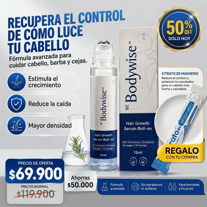 Bodywise Hair: Mejora apariencia de densidad en cuero cabelludo, barba y cejas.